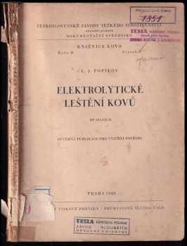 L. Ja Popilov: Elektrolytické leštění kovů