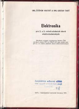 Štěpán Vostrý: Elektronika pro 2. a 3. ročník učebních oborů elektrotechnických