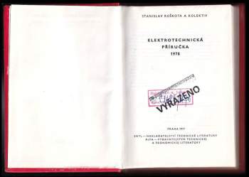 Stanislav Roškota: Elektrotechnická příručka 1978