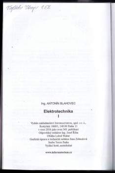 Antonín Blahovec: Elektrotechnika I
