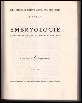 Karel Zlábek: Embryologie