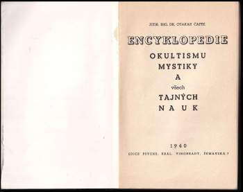 Otakar Čapek: Encyklopedie okultismu, mystiky a všech tajných nauk
