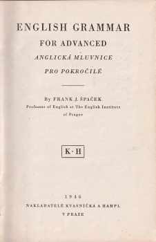 František Josef Špaček: English grammar for advanced