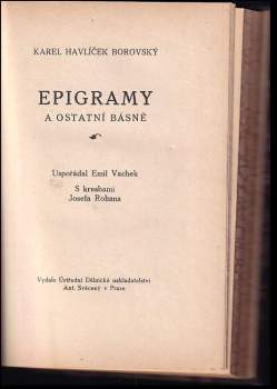 Karel Havlíček Borovský: Epigramy a ostatní básně