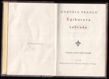 Anatole France: Epikurova zahrada