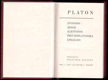 Platón: Epinomis ; Minos ; Kleitofon ; Pseudoplatonika : epigramy