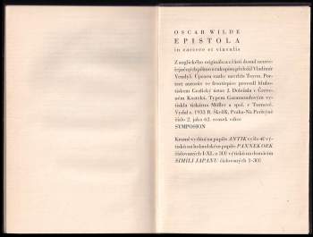 Oscar Wilde: Epistola in carcere et vinculis