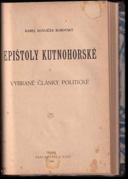 Karel Havlíček Borovský: Epištoly kutnohorské a vybrané články politické