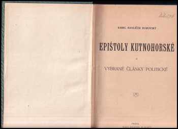 Karel Havlíček Borovský: Epištoly Kutnohorské