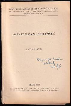 Bohumil Ryba: Epitafy v kapli Betlémské