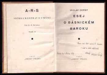 Václav Černý: Esej o básnickém baroku