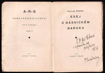 Václav Černý: Esej o básnickém baroku