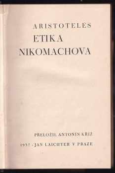 Aristotelés: Etika Nikomachova