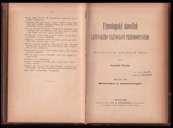 František Polívka: Etymologický slovníček latinského názvosloví přírodopisného: Oddíl I. + II. + III. v jednom svazku