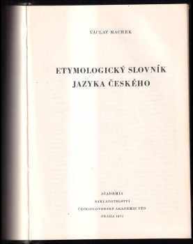 Václav Machek: Etymologický slovník jazyka českého