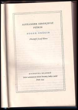 Aleksandr Sergejevič Puškin: Eugen Oněgin