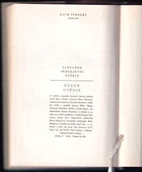 Aleksandr Sergejevič Puškin: Eugen Oněgin