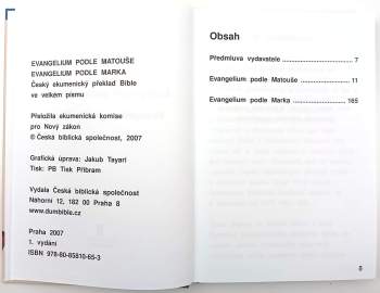 Evangelium podle Matouše ; Evangelium podle Marka : [český ekumenický překlad Bible ve velkém písmu