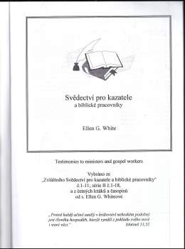 Ellen Gould Harmon White: Svědectví pro kazatele a biblické pracovníky