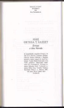 José Ortega y Gasset: Evropa a idea Národa