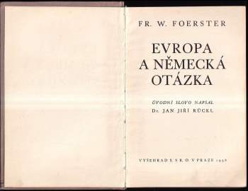 Friedrich Wilhelm Foerster: Evropa a německá otázka