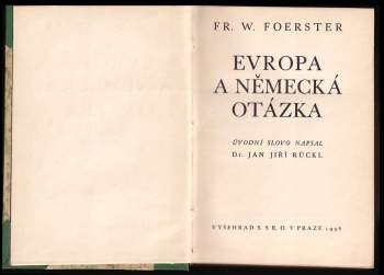 Friedrich Wilhelm Foerster: Evropa a německá otázka