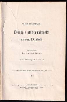 André Chéradame: Evropa a otázka rakouská na prahu XX. století