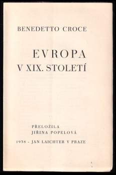 Benedetto Croce: Evropa v XIX. století