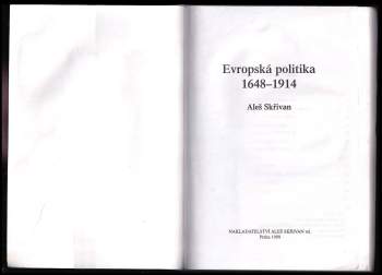Aleš Skřivan: Evropská politika 1648-1914