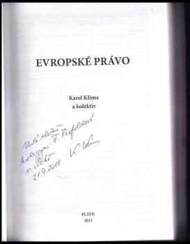 Karel Klíma: Evropské právo