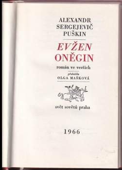 Aleksandr Sergejevič Puškin: Evžen Oněgin
