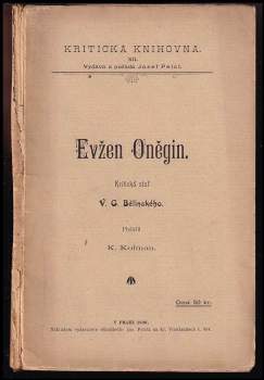 Vissarion Grigor'jevič Belinskij: Evžen Oněgin