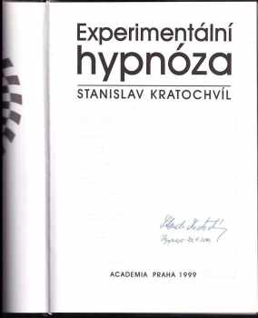 Stanislav Kratochvíl: Experimentální hypnóza