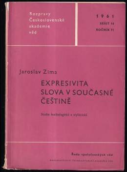 Jaroslav Zima: Expresivita slova v současné češtině