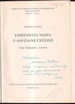 Jaroslav Zima: Expresivita slova v současné češtině