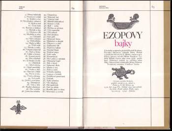 Ezop: Ezopovy bajky ; přeložil Rudolf Kuthan ; původní dřevoryty Zdeněk Mézl
