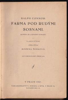 Ralph Connor: Farma pod rudými sosnami
