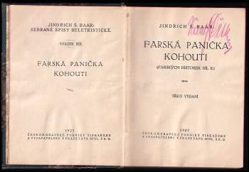 Jindřich Šimon Baar: Farská panička ; Kohouti : (farských historek díl II.)
