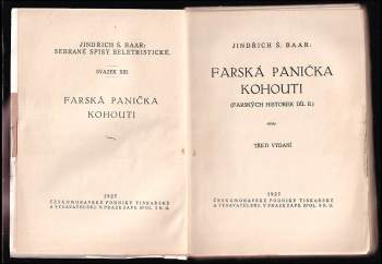 Jindřich Šimon Baar: Farská panička ; Kohouti : (farských historek díl II.)