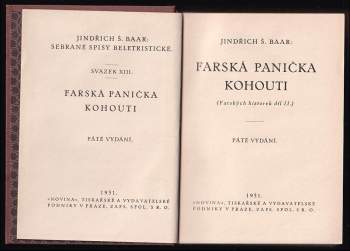 Jindřich Šimon Baar: Farská panička ; Kohouti : (Farských historek díl II.)