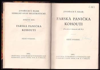 Jindřich Šimon Baar: Farská panička ; Kohouti : (Farských historek díl II.)