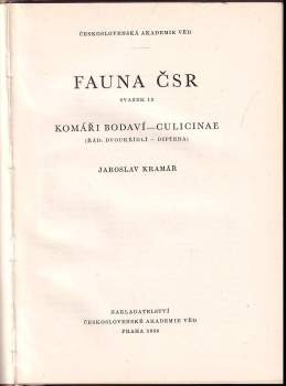 Jaroslav Kramář: Fauna ČSR