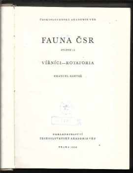 Emanuel Bartoš: Fauna ČSR. Sv. 15, Vířníci - Rotatoria