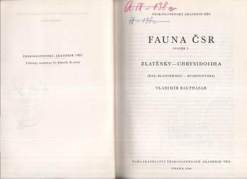 Vladimír Balthasar: Fauna ČSR