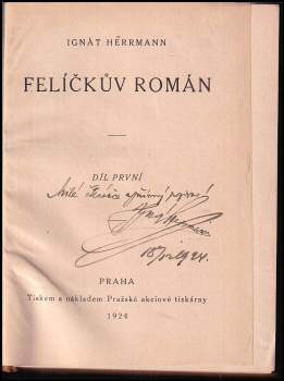 Ignát Herrmann: Felíčkův román