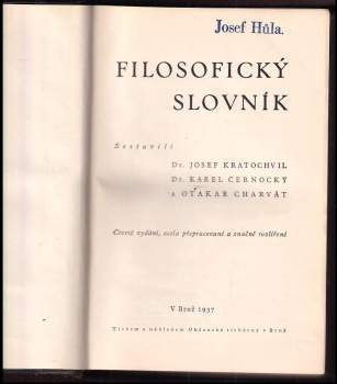 Josef Kratochvíl: Filosofický slovník