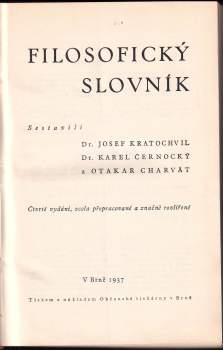 Josef Kratochvíl: Filosofický slovník