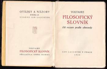 Voltaire: Filosofický slovník, čili, Rozum podle abecedy