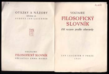 Voltaire: Filosofický slovník, čili, Rozum podle abecedy