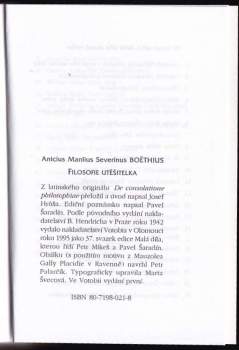Anitius Manlius Torquatus Severinus Boëthius: Filosofie utěšitelka